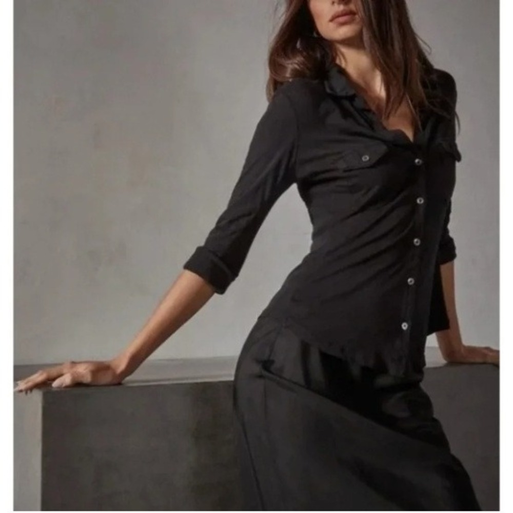 James Perse Sheer Slub Side Panel Shirt Womens Size 1 (S) Minimalist Luxury EUC - Picture 9 of 10